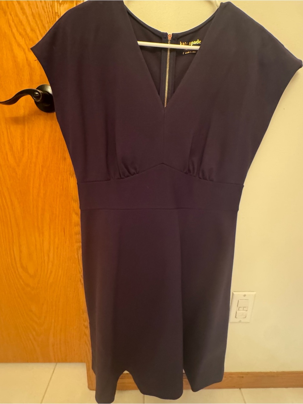 kate spade Deep Navy V-Neck Cap Sleeve Sheath Dress Size Large